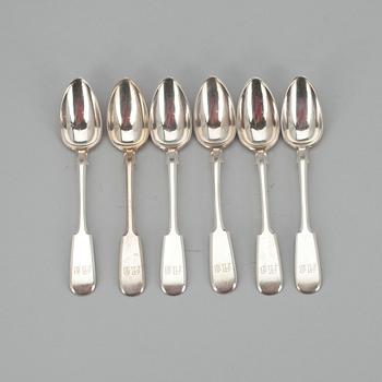 TESKEDAR, 6 st, silver, S:t Petersburg, Ryssland 1861. Vikt 131 g.