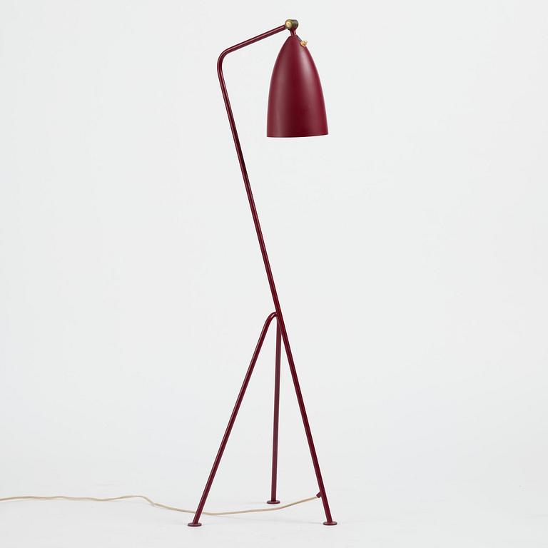 Greta Magnusson Grossman, a burgundy red "Grasshopper" floor lamp model "G-33", Bergboms, Malmö, 1950s.