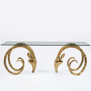 Alain Chervet, a brass and glass 'Ibex' dining table, France, 1970's.