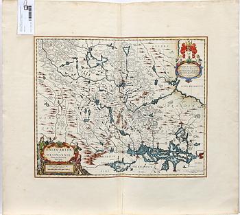 KARTA, handkolorerad, Johannes Janssonius, 1600-tal.