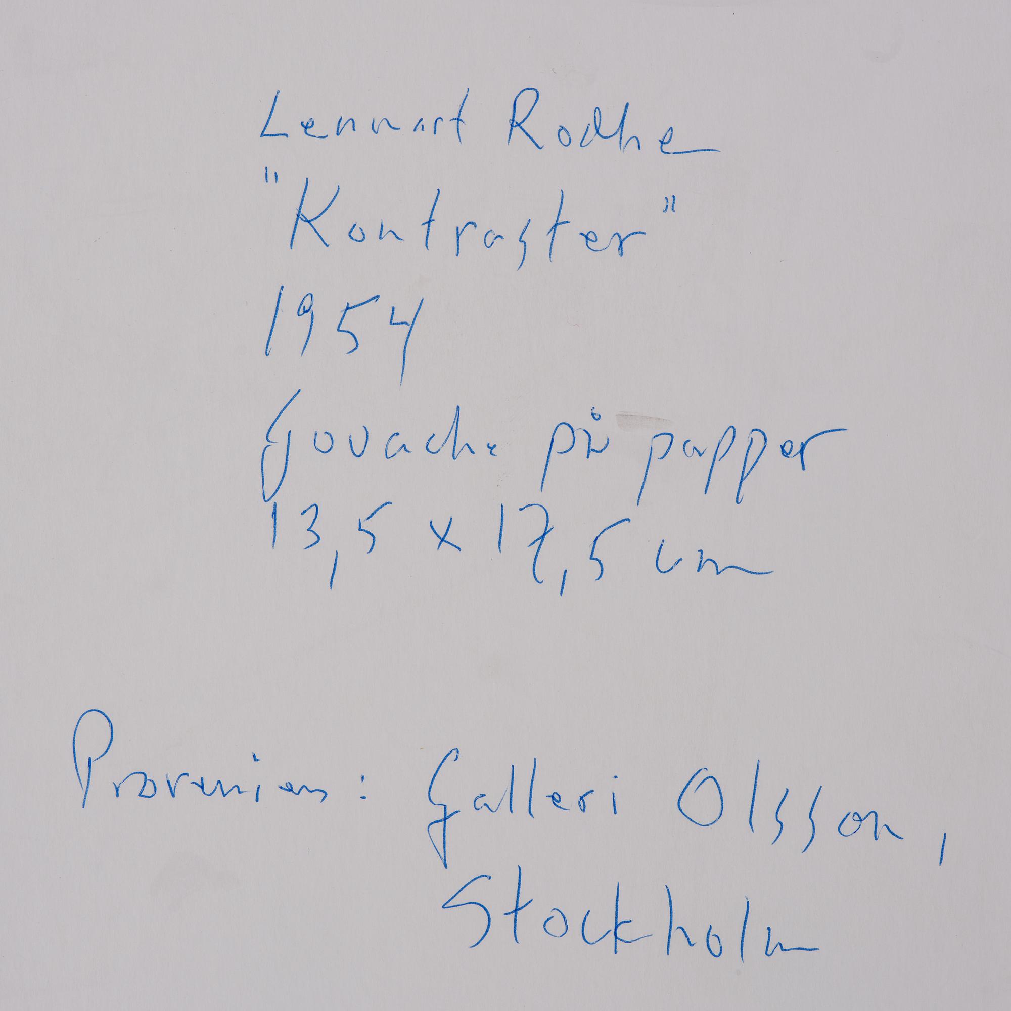 Lennart Rodhe, "Kontraster".