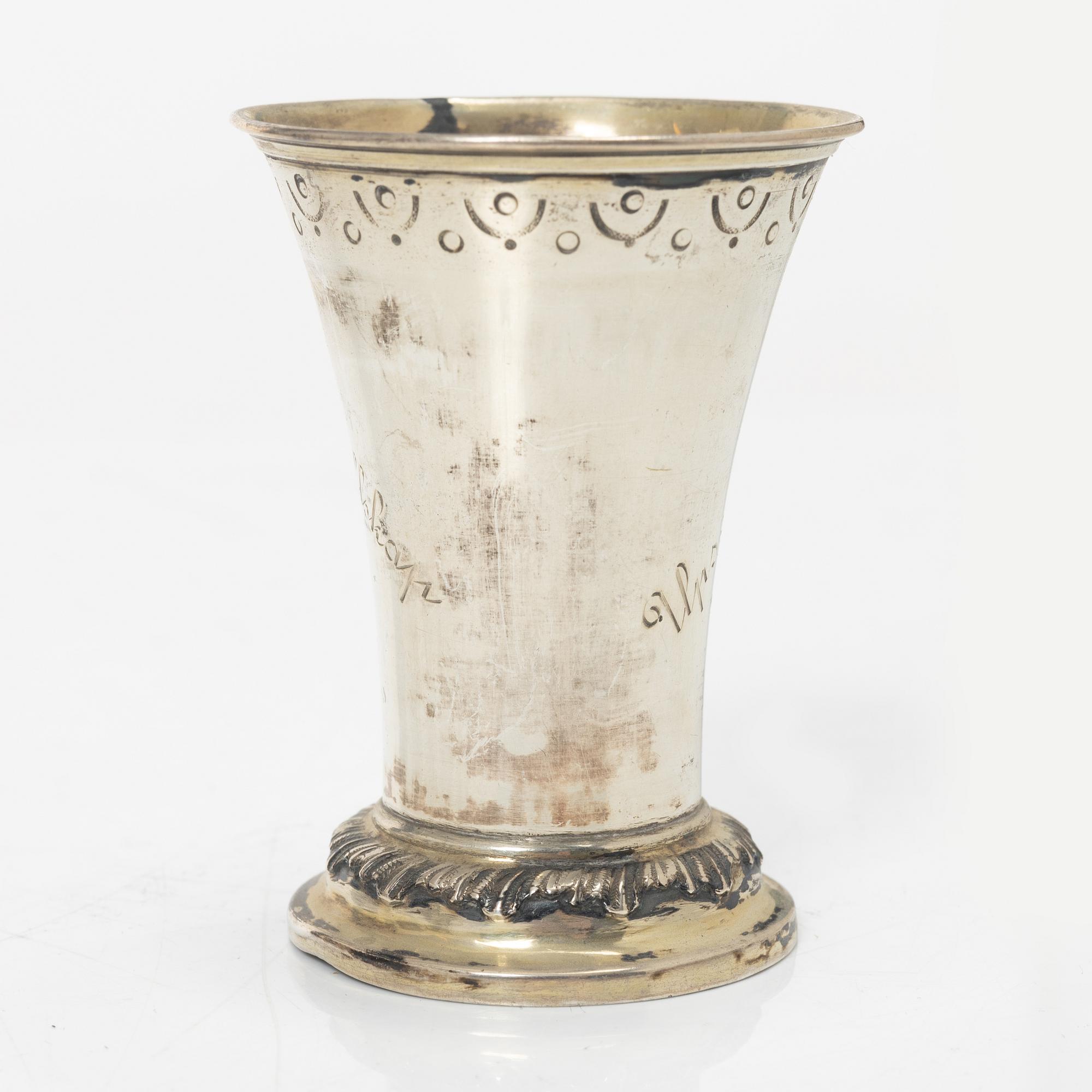 Twelve Swedish silver beakers, mark of KG Markströms, Uppsala 1901-1909.