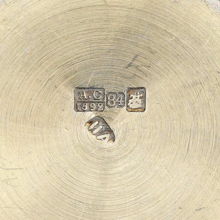 PARTI SILVER, 7 delar, bla Moskva Ryssland, 1800- resp 1900-tal. Totalvikt ca 515 gram.