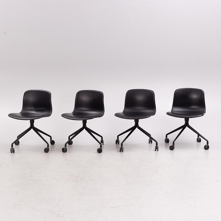 Four swivel office chairs from HAY, Denmark.