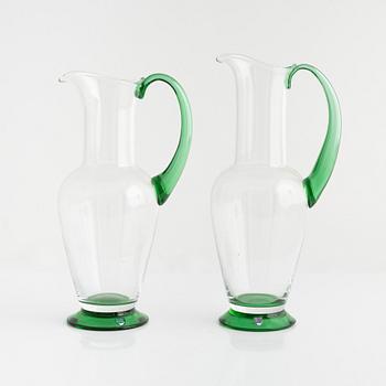 Gunnar Cyrén, two 'Nobel' glass jugs, Orrefors, late 20th century.