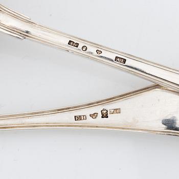 Spoons and sugar spoons, different models, 18 pieces, silver, including, MGAB, Uppsala, 1945.