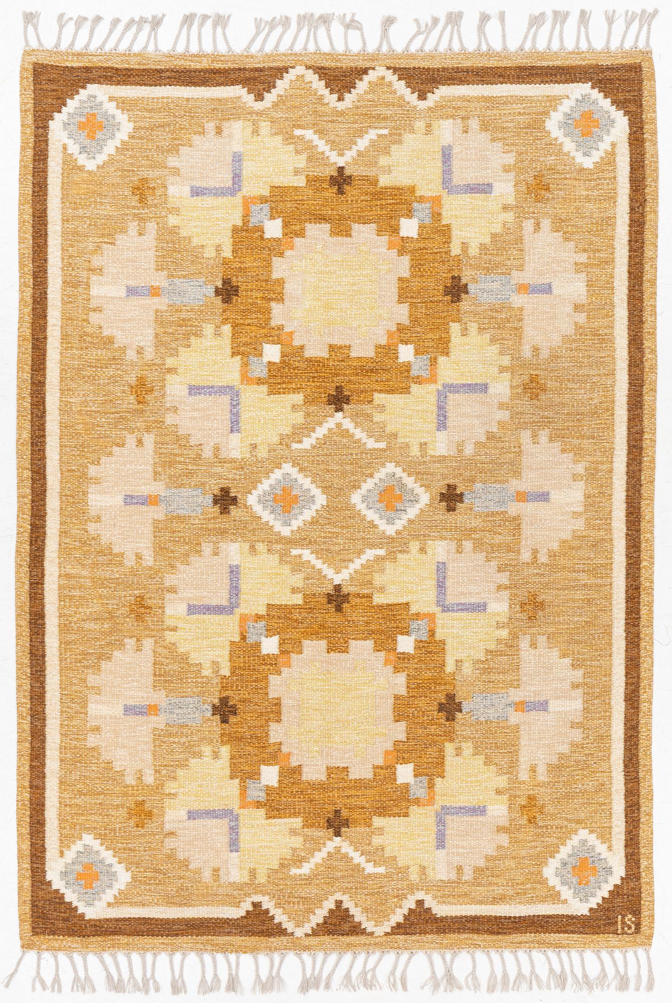 Ingegerd Silow, Rug, “Nejlikan”, rölakan, approx. 238 x 168 cm, signed IS.