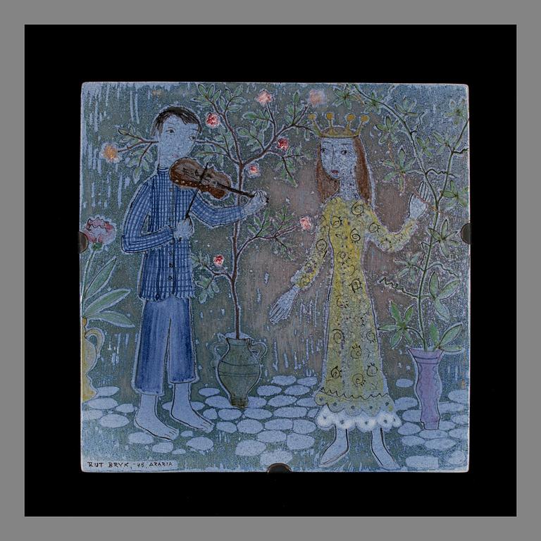 RUT BRYK, CERAMIC RELIEF. The Melody of the Princess. Signed Bryk, Arabia -45.