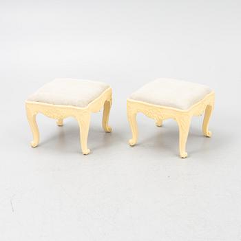 A pair of Rococo style stools, mid-20th Century.