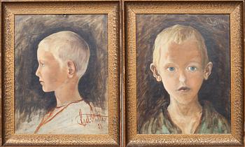 AXEL KULLE, 2 st, olja på pannå, sign o dat- 94 och 95.