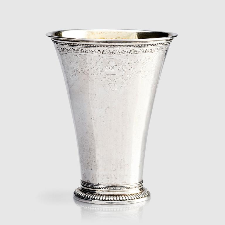 A Swedish 18th century parcel-gilt silver beaker, marks of Lorens Stabeus, Stockholm 1747.