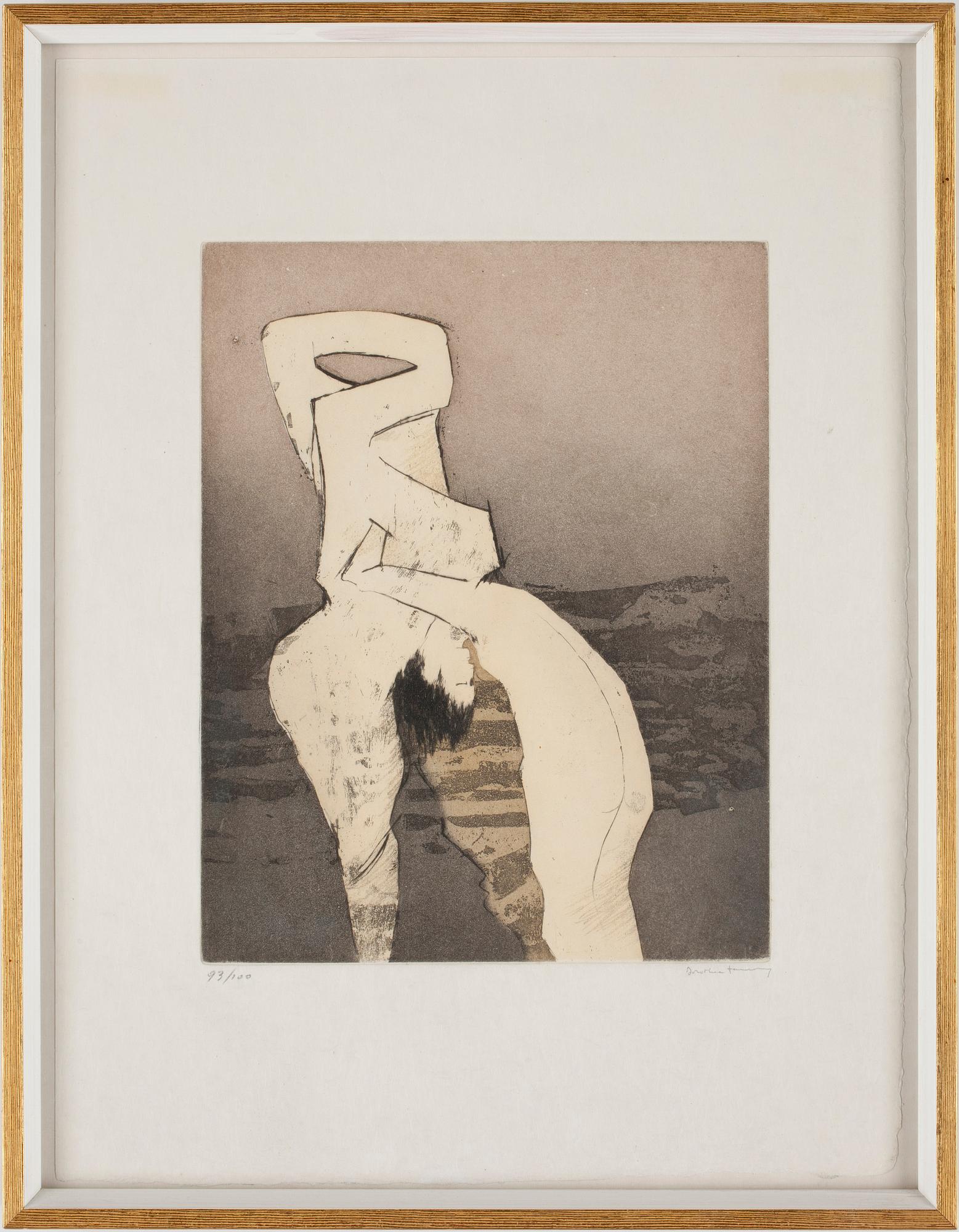 DOROTHEA TANNING, färgetsningar, 2 st, signerade och daterade 93/100.