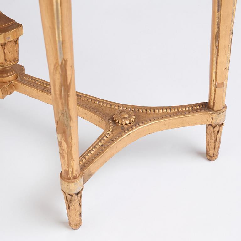 A Gustavian giltwood and marble console table, late 18th century.