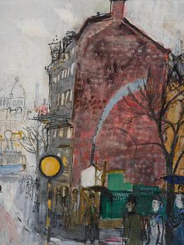 Olle Olsson-Hagalund, "Hamngatan i regnväder".