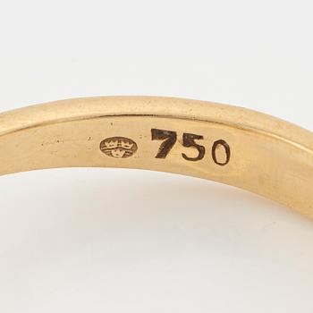 Brooch 18K gold in the form of a bow with a pearl and ring 18K gold with an opal.