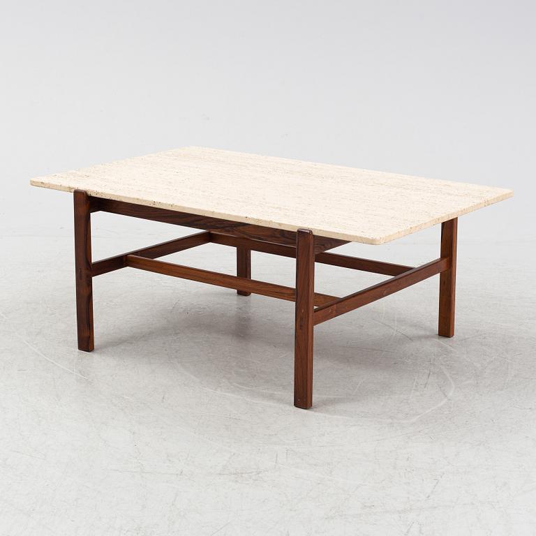 Inge Davidson, a rosewood and travertine coffee table, Möbelsnickare Ernst Johansson, Långås, 1960's/70's.