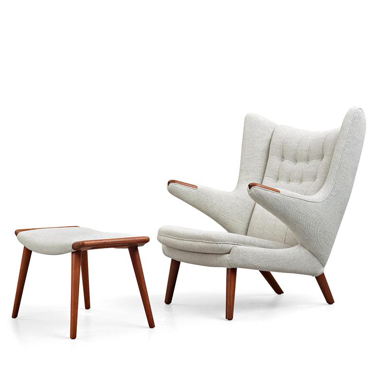 Hans J. Wegner, a "Papa bear" armchair and ottoman for AP-stolen, Denmark.