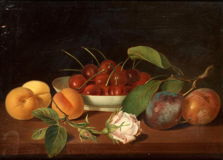 Justus Juncker, Still life with fruits and flowers.