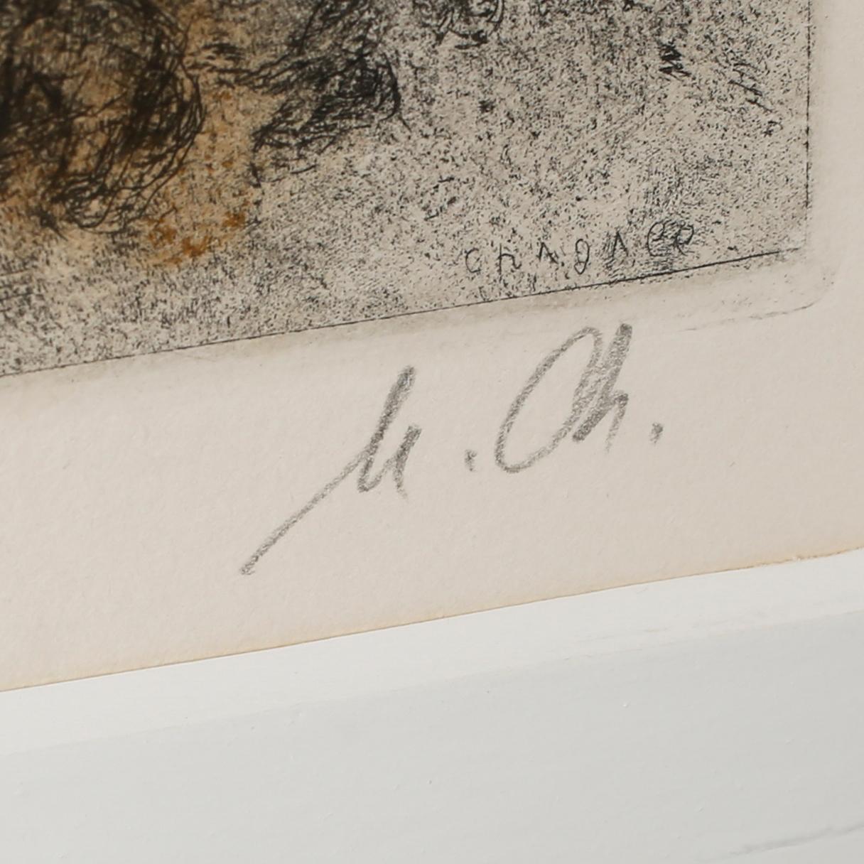 MARC CHAGALL, etsning med handkolorering, signerad M.Ch, och numrerad 68/100.