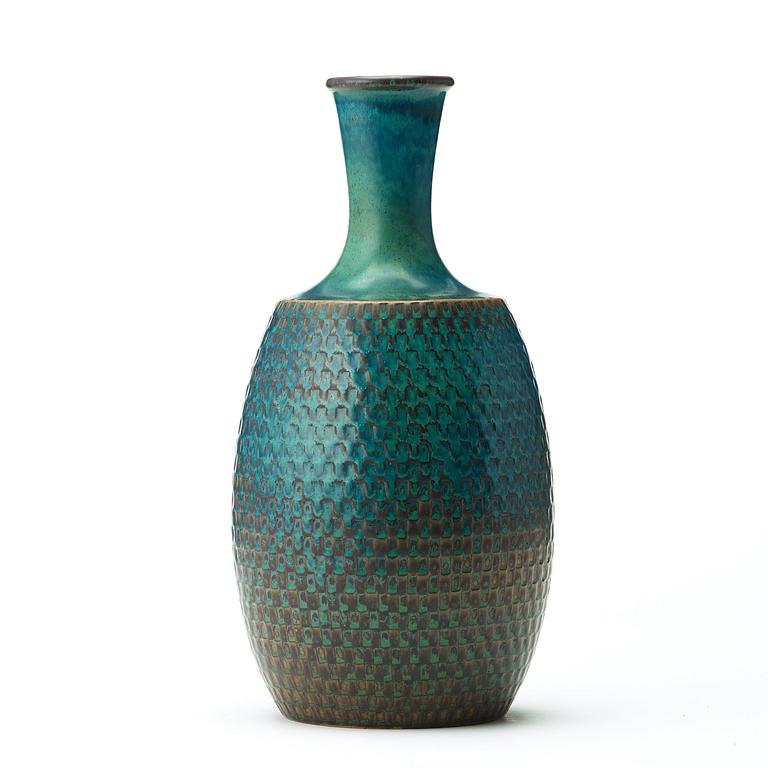 Stig Lindberg, A Stig Lindberg turqouise glazed stoneware vase, Gustavsberg Studio, Sweden 1964.