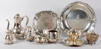 PARTI NYSILVER, 9 delar, 1800-1900-tal.