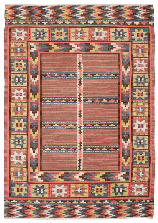 CARPET. "Körsbärsmattan". Rölakan (flat weave). 298 x 208 cm. Signed MMF (Märta Måås-Fjetterström).