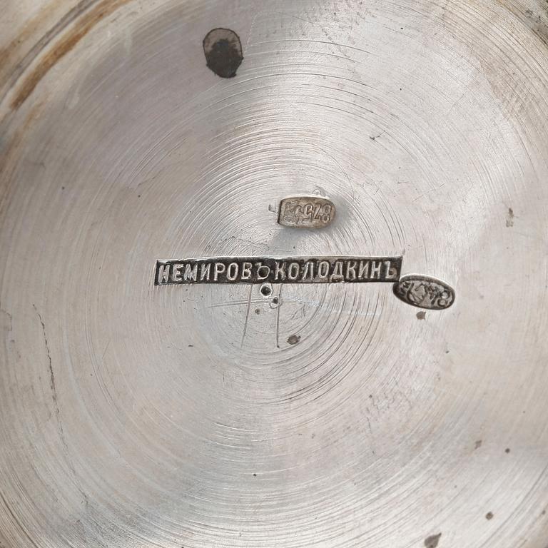 SERVISDELAR, 4 delar, silver, Nemirov-Kolodkin, Moskva, sent 1800.tal. Tot vikt 1645 gram.