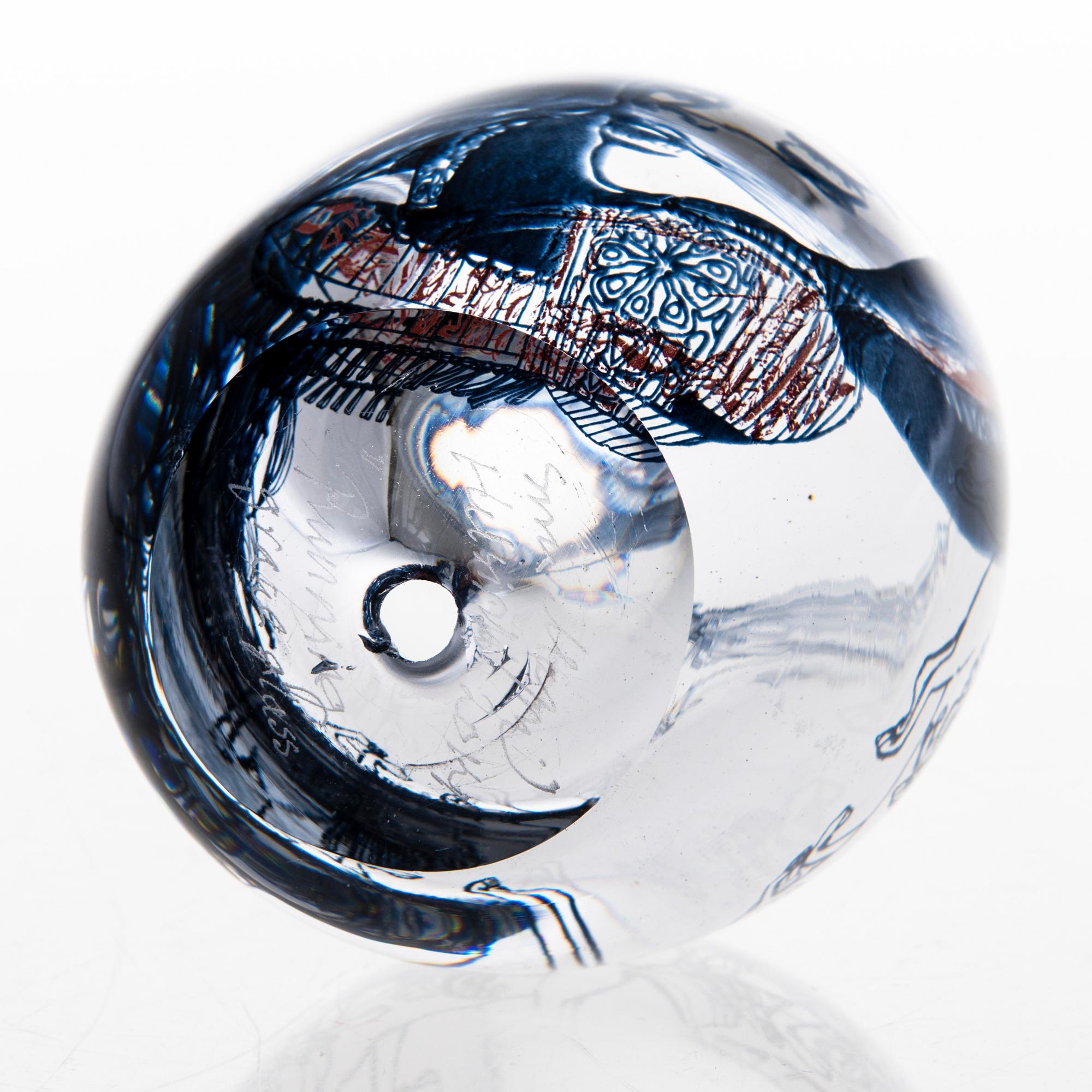 SINI MAJURI, glass sculpture signed Sini Majuri 2014 Helsinki Running.