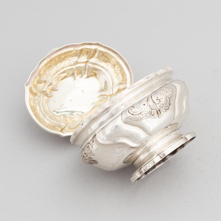 A silver sugarbox by Clement, Copenhagen 1880.