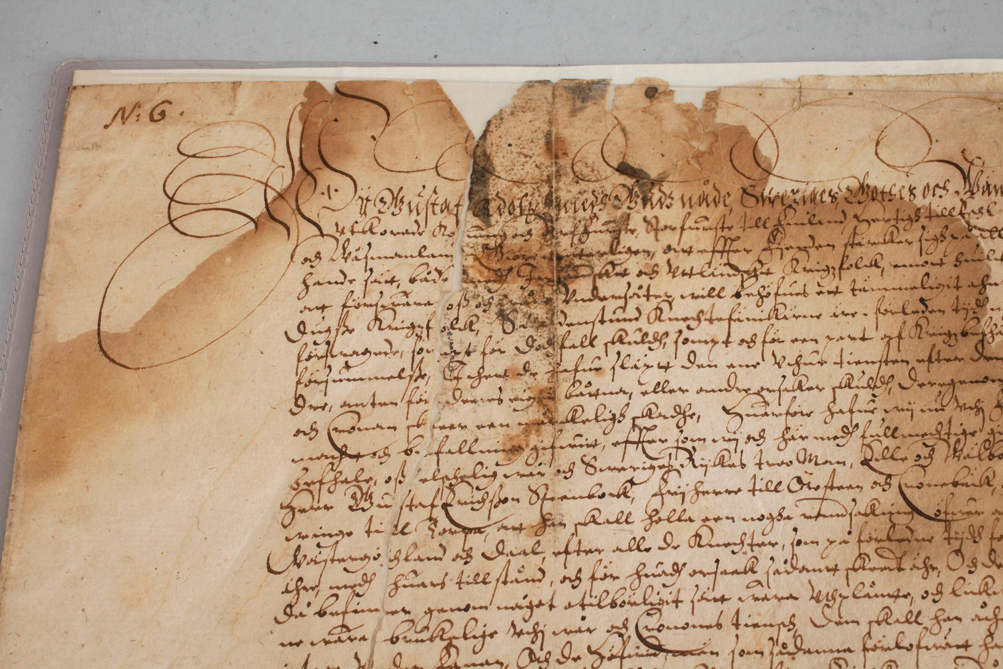 A letter from the swedish king Gustav II Adolf, dated 1612.
