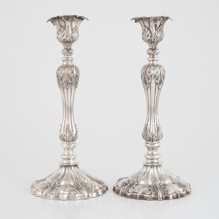 A pair of Swedish silver candlesticks, mark of Gustaf Möllenborg, Stockholm, probably 1857.