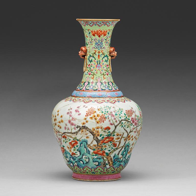 A famille rose vase, Qing dynasty, Jiaqing mark and period (1896-1820).