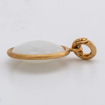 OLE LYNGGAARD, pendant, 18K gold w 1 white chequered cut stone "Nature", original box and dustbag.