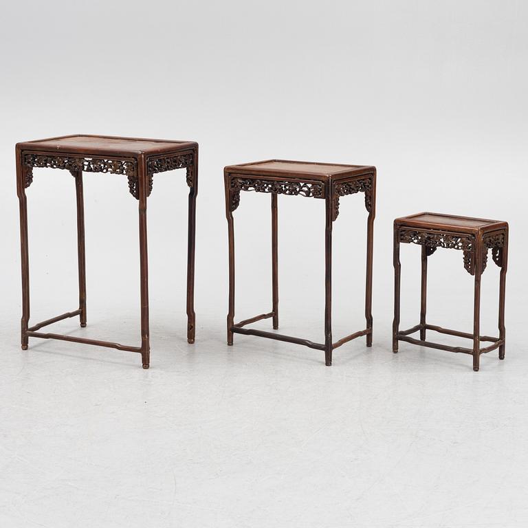 A Chinese nesting table, three pieces, early 20th century.