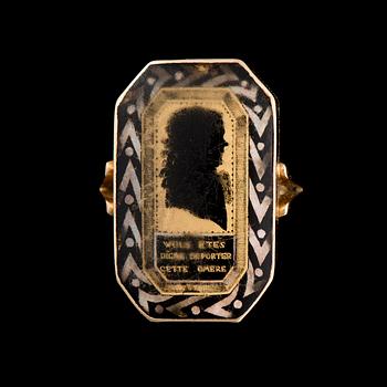 A RING, miniature painting, 18K gold. 1700s.