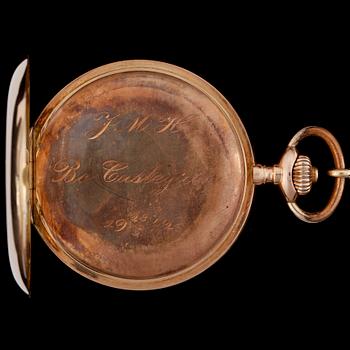 FICKUR OCH KLOCKKEDJA, savonette, herr, 14k resp 18k guld. Bär datering 1942. Vikt 94,9g resp 8,9g.