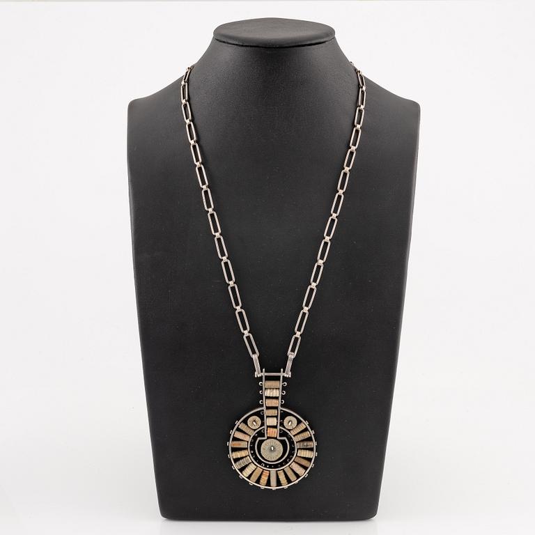 Inga-Britt "Ibe" Dahlquist, a necklace, sterling silver with fossils, Malmö 1965.