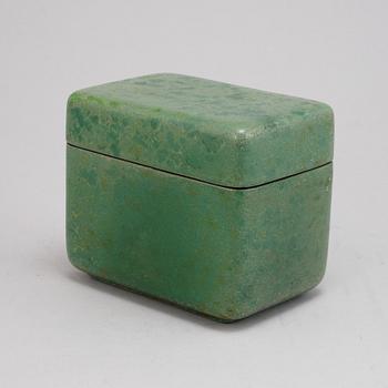 Hans Hedberg, a glazed ceramic lidded box, Biot, France, signed Hbg.