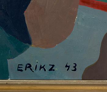 OKÄND KONSTNÄR, olja på pannå, signerad Erik Z -43.