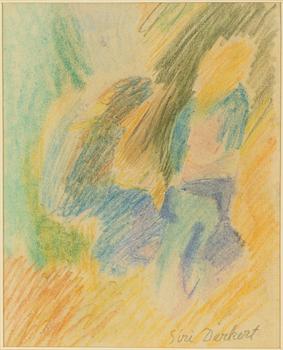 Siri Derkert, chalk drawing, signed.