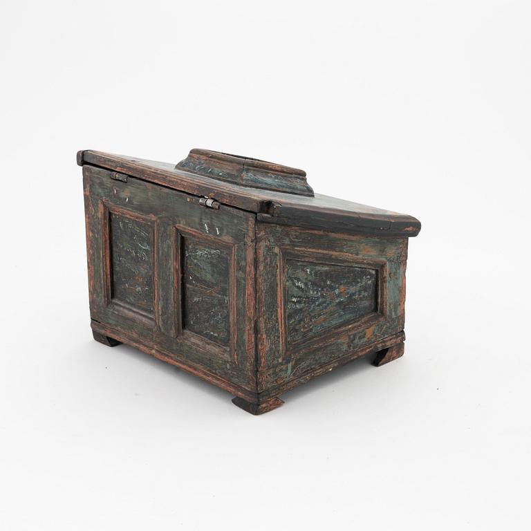A painted Swedish miniature chest or box, 18th Century.