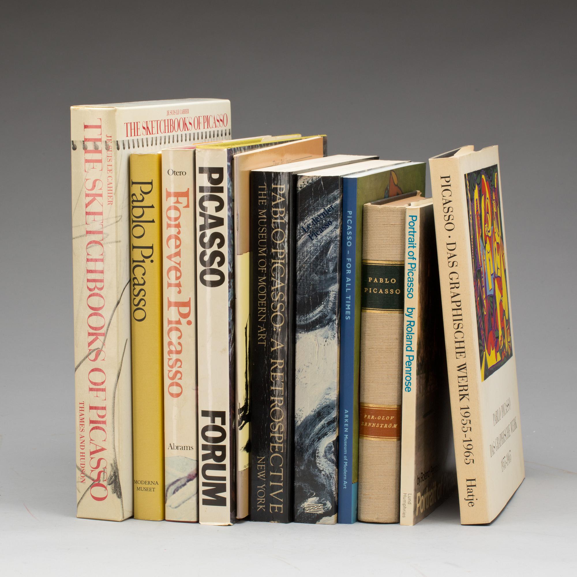 PARTI KONSTBÖCKER Pablo Picasso 10 st. Bl.a."Je Suis le  Cahier The Sketchbook of Picasso". Thames and Hudson, 1986.