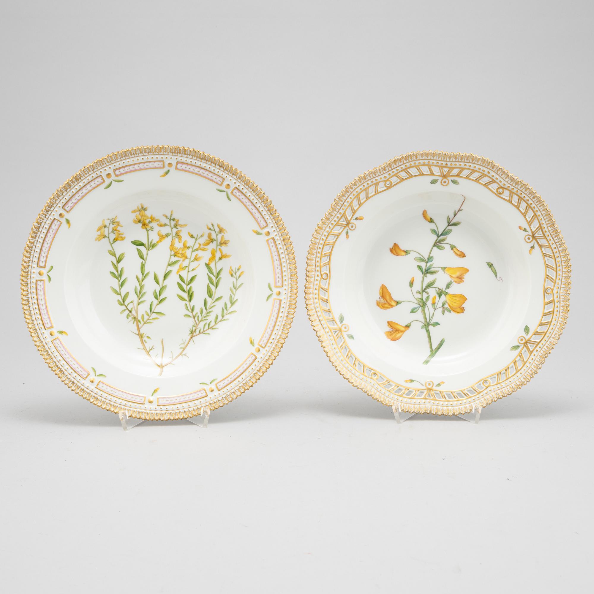 Two 'Flora Danica' plates, Royal Copenhagen, Denmark.