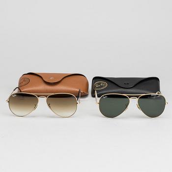 RAY BAN,"Aviator", solglasögon, två par.