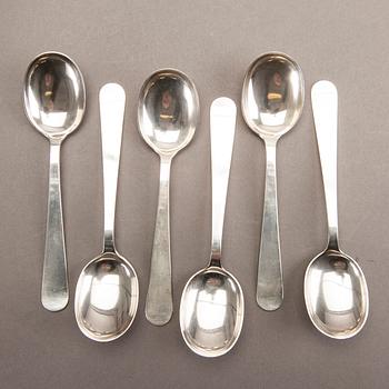 A 20th century Swedish set of six silver spoons mark of Wiwen Nilsson Lund 1952 weight 318 gr.