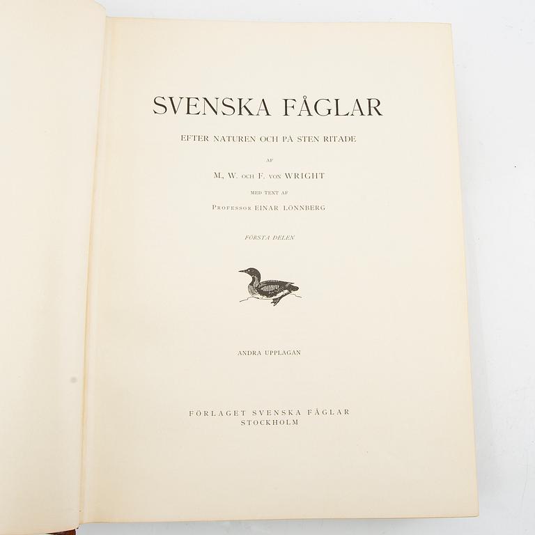 Bröderna von Wright, bokverk, 3 band, "Svenska fåglar", A. Börtzells tryckeri AB, Stockholm, 1924-1929.