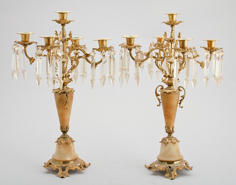 KANDELABRAR, 1 par, nyrokoko, sent 1800-tal.