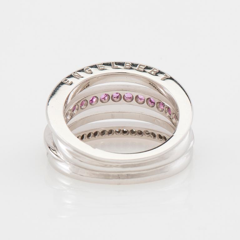 Ring 18K white gold with diamonds and pink sapphires, Engelbert Stockholm 2003.