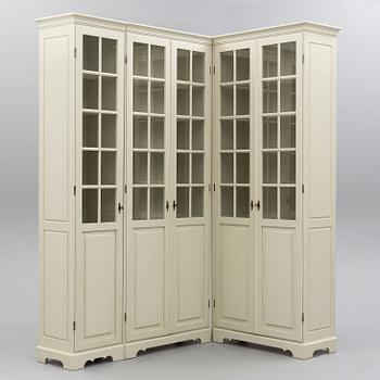 Two late display cabinets and one corner cabinet by Åmells Möbler, Sweden.