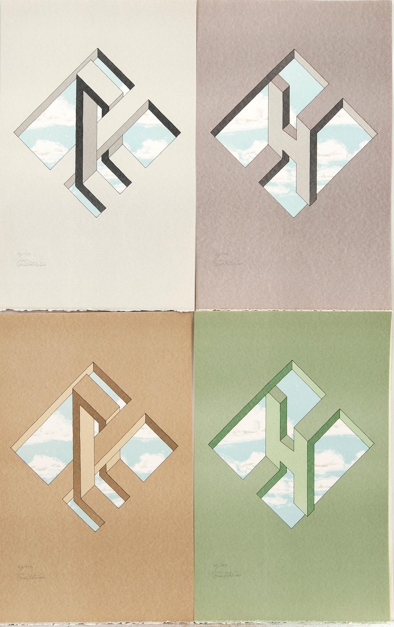 Oscar Reutersvärd,  a set of eight signed and numbered lithographs.
